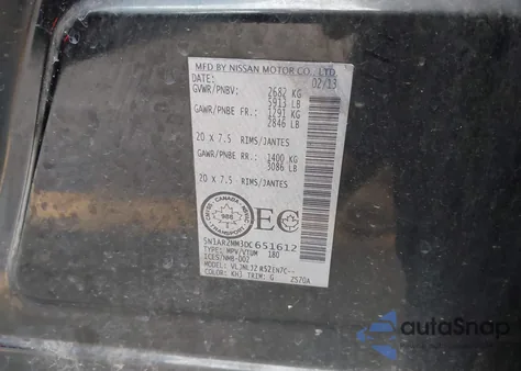 2013 Nissan Pathfinder Platinum/S/Sl/Sv из США, поврежденный, VIN 5N1AR2MM3DC651612